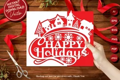Papercut Happy Holidays, Christmas Houses Card Cover Product Image 1