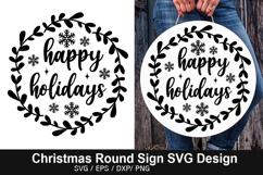 Happy holidays SVG - Christmas Round Sign Product Image 1