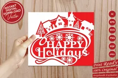 Papercut Happy Holidays, Christmas Houses Card Cover Product Image 4