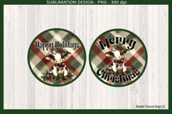 Merry Christmas Highland Cow Sublimation Ornament Template Product Image 1