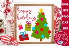 Happy Holidays Christmas Farmhouse Sign Svg Product Image 1