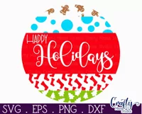 Christmas Round Sign Svg Door Hanger, Happy Holidays Product Image 2