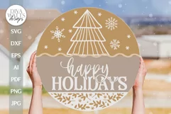 Happy Holidays SVG Door Hanger For Christmas SVG Welcome SVG Product Image 1