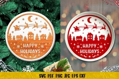 Happy Holidays Round Sign SVG | Christmas Door SignCut File Product Image 4