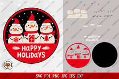 Christmas Round Sign Bundle SVG, Snowman Door Sign Product Image 6