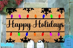 Farmhouse Christmas Doormat Svg - Happy Holidays Svg Sign Product Image 1