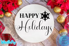 Happy Holidays SVG Farmhouse Christmas Svg Wood Round Svg Product Image 1