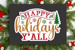 Happy Holidays Y'all Stickers SVG , Christmas SVG Design Product Image 3