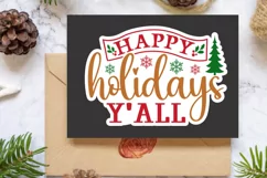 Happy Holidays Y'all Stickers SVG , Christmas SVG Design Product Image 2