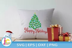Happy Holidays SVG Christmas svg Holiday Svg saying Tree Product Image 1