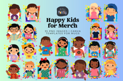 Happy Kids Clipart Bundle | 35 PNG Kids Illustrations Product Image 1