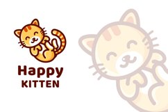 Happy Kitten Cute Logo Template Product Image 1