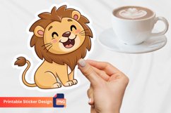 Happy Lion Sticker, Adorable Animal Sticker, Cartoon Lion Product Image 1
