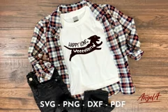 T shirt print design Funny dog quotes Happy long weekend with dachshund silhouette is compatible with cricut, cutting machines. Typographic phrase is perfect for poster, greeting card