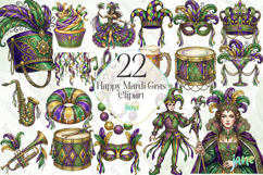 Happy Mardi Gras Subliamtion Clipart Bundle Product Image 1