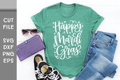 Happy Mardi Gras, with confetti Hand Lettered SVG Product Image 1