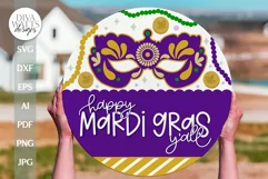 Happy Mardi Gras Y'all SVG Mardi Gras Door Hanger SVG Product Image 1
