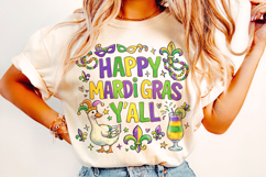Happy Mardi Gras Y'all PNG, Fleur De Lis PNG, Fat Tuesday Product Image 1