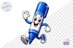 Happy Marker Pen Character PNG School Supply Design Product Image 1
