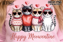 Happy Meowentine PNG Valentine Cat Heart Valentines Day DTF Product Image 1