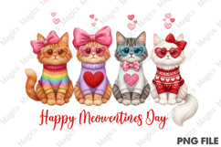 Happy Meowentines Cats PNG Product Image 1