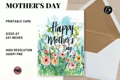 Watercolor Happy Mother's Day Card | Mother's Day Printable Product Image 1