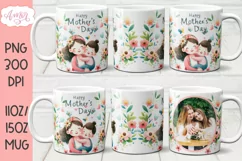 Happy Mother's day Mug Wrap PNG, Mom Photo mug template Product Image 1