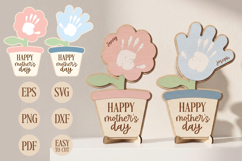 Happy Mothers Day Handprint Pots Laser Cut SVG Templates Product Image 1
