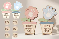 Happy Mothers Day Handprint Pots Laser Cut SVG Templates Product Image 1