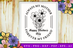 Happy Mother's Day Quote With Flower SVG | Family Farmhouse Product Image 1