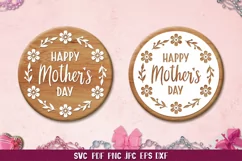 Happy Mother's Day Round Sign SVG,Mother's Day Wreath Product Image 1