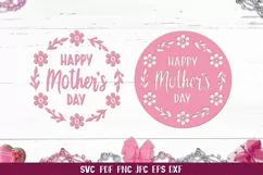 Happy Mother's Day Round Sign SVG,Mother's Day Wreath Product Image 2