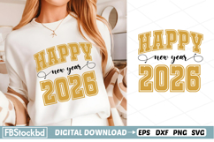 Happy New Year Svg Png, Happy New Year 2026, Hello 2026 Product Image 1