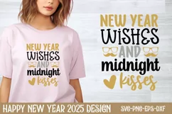 New year wishes and midnight kisses SVG, Happy New Year SVG Product Image 1