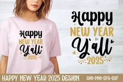 Happy new year y'all 2025 SVG, Happy New Year SVG Product Image 1