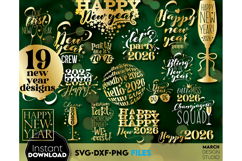 Celebrate New Year 2026 in style with this elegant gold SVG bundle — perfect for shirts, mugs, cards, and party decorations.