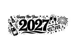 Happy New Year 2027 Bold Typography Horizontal Design Product Image 1