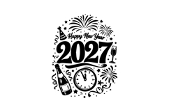 Happy New Year 2027 Bold Typography Vertical Design Product Image 1
