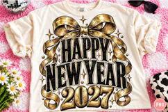 Happy New Year 2027 PNG | Elegant Gold Bow Luxury Png Product Image 1