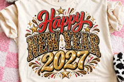 Happy New Year 2027 Leopard Print Glam Celebration PNG Product Image 1