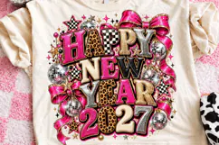 Happy New Year 2027 Pink Leopard Disco Glam Party PNG Product Image 1