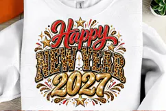 Happy New Year 2027 Leopard Print Glam Celebration PNG Product Image 2