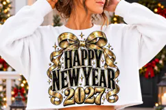 Happy New Year 2027 PNG | Elegant Gold Bow Luxury Png Product Image 2
