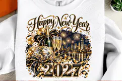 Happy New Year 2027 PNG, Black & Gold Champagne Disco Ball S Product Image 2