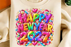 Happy New Year 2027 PNG | Colorful Rainbow Glitter Png Product Image 2