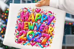 Happy New Year 2027 PNG | Colorful Rainbow Glitter Png Product Image 3