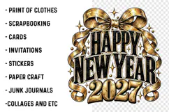 Happy New Year 2027 PNG | Elegant Gold Bow Luxury Png Product Image 3