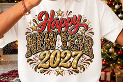 Happy New Year 2027 Leopard Print Glam Celebration PNG Product Image 3