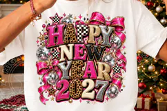 Happy New Year 2027 Pink Leopard Disco Glam Party PNG Product Image 3