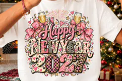 Happy New Year 2027 Pink Bow Glam Celebration PNG Product Image 3